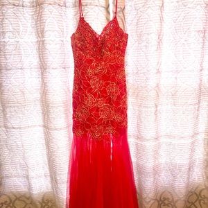 Red Floral Prom Dress